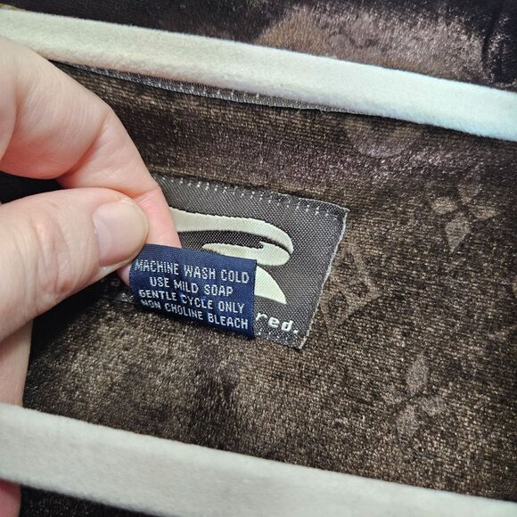 Velvet Chocolate Brown Raw Blue Mens Jacket 5XL Full Zipper Front Y2K 90s - Picture 4 of 8